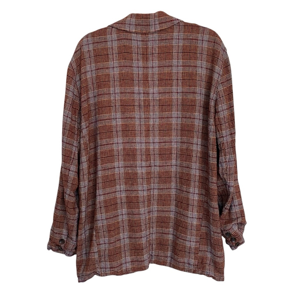 Free People Plaid Oversized Blazer Jacket Small Burgundy Yellow Boyfriend - Picture 6 of 11